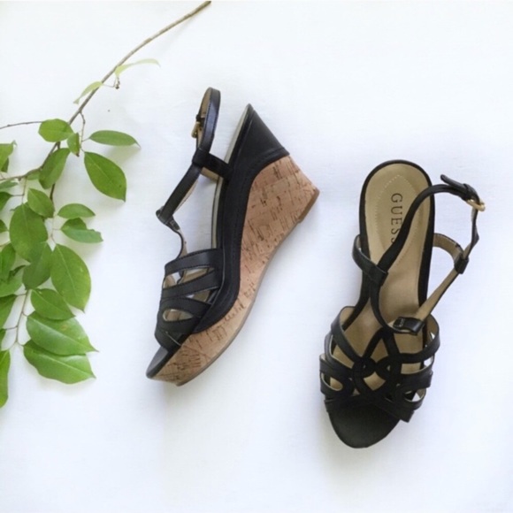Guess Lattice Cork Wedge Sandals - Picture 2 of 5